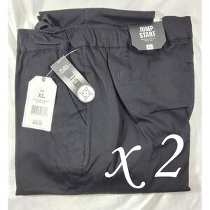 2 Pairs Jump Start Men's Slim Fit Cotton Flex Stretch Cargo Joggers - Black - XL